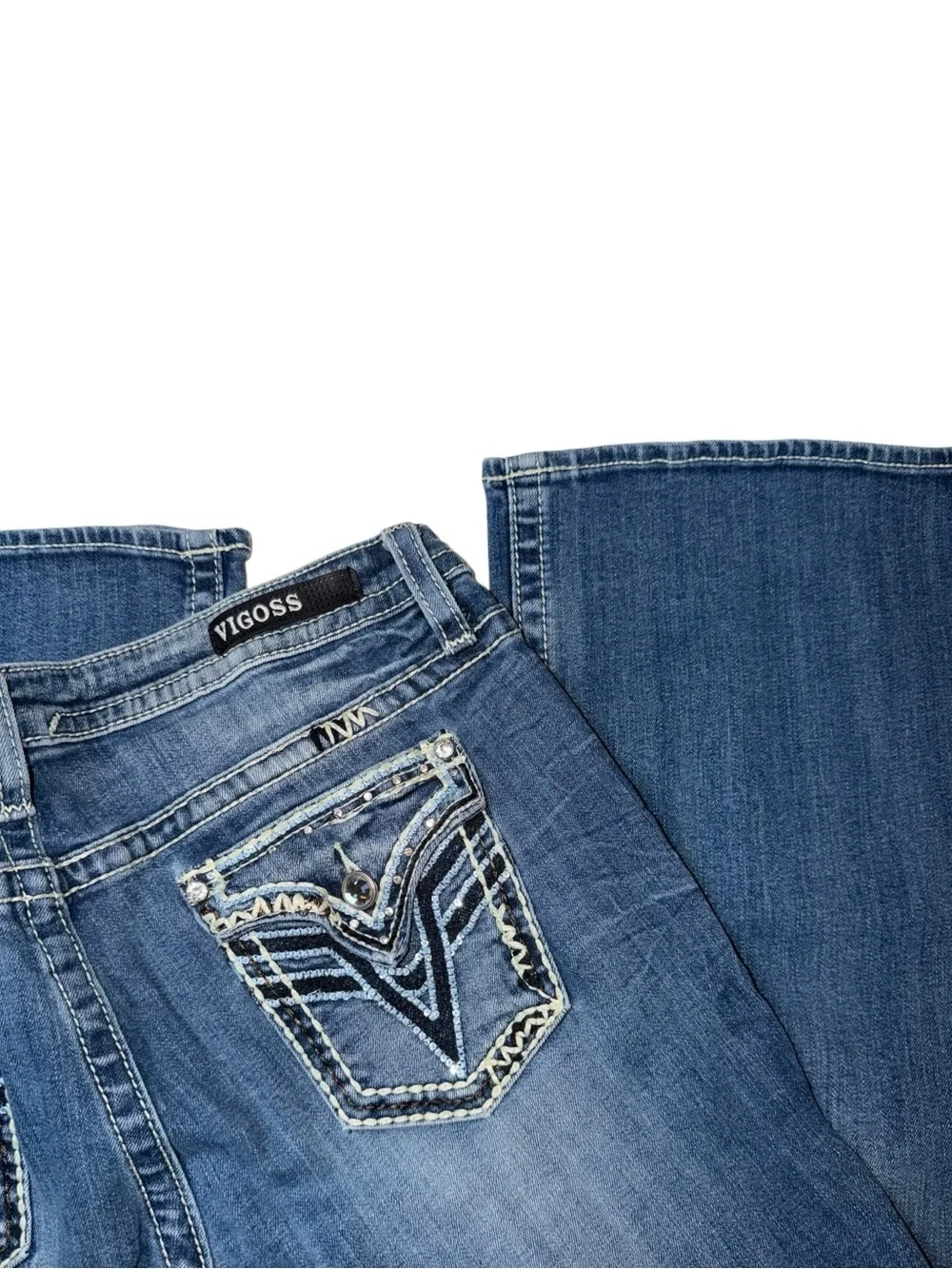 Vigoss Women's Blue Flare Jeans - Mid Wash Wide Leg